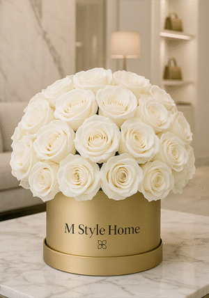BOX RONDES ROSES DORE_ BOX FLOWER GOLD