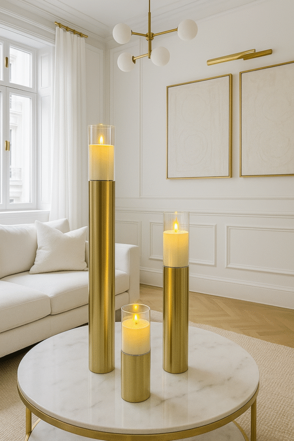 Deco Gold White Trio de Bougeoirs GOLD WHITE