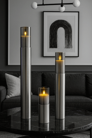 Deco Silver Black Trio de bougeoirs SILVER BLACK