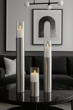 Deco Silver white Trio de bougeoirs SILVER WHITE