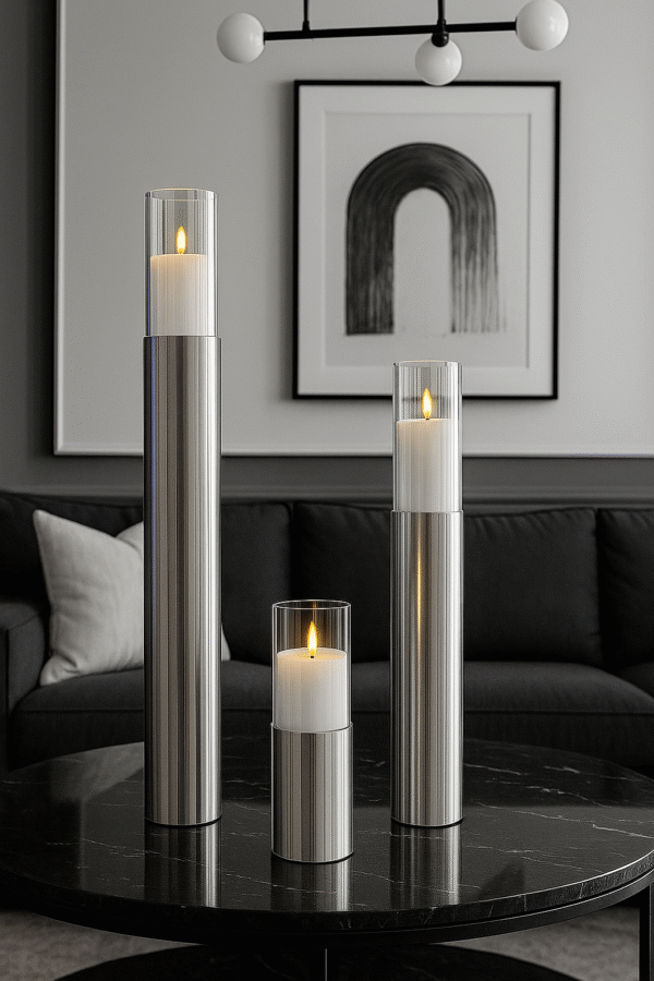 Deco Silver white Trio de bougeoirs SILVER WHITE