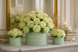 TRIO DE BOX HANNOUKAH VERTE ET DORE Trio de Box